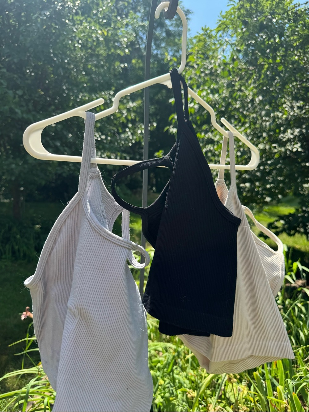 Ribbed Halter Crop Tops - Black, Grey, Cream